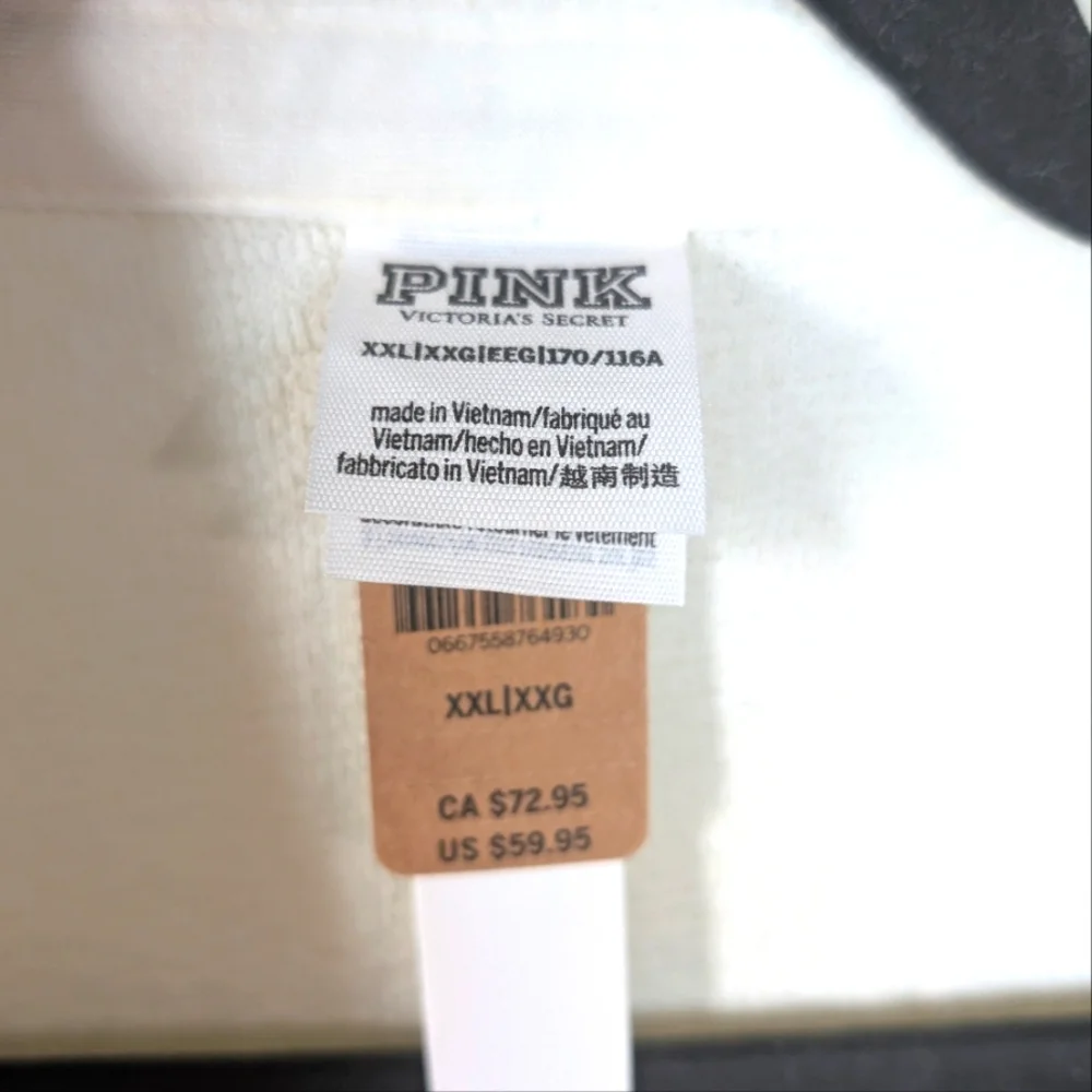PINK Victoria's Secret Off-White‎ Lightweight Shirt Jacket Very Oversised 0293